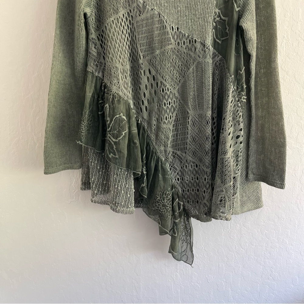 The Collection Royal Lagenlook Green Knit Layered Sweater Tunic Womens Small - Picture 5 of 8